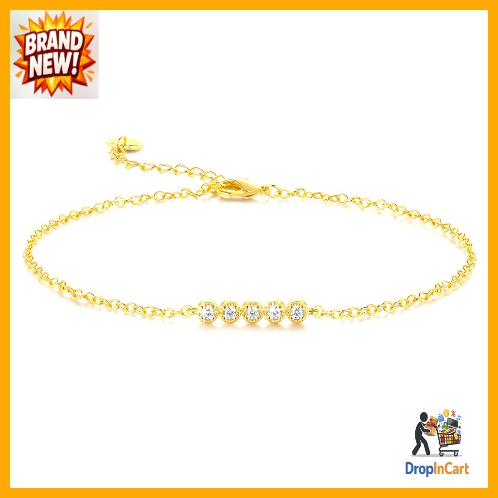 14k Gold Plated Anklet Adjustable Chain Elegant Minimal Chic Layering Jewelry